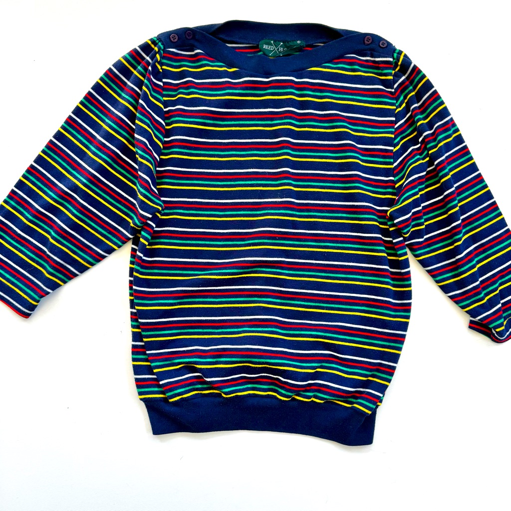 Vintage Reed Hunter Navy Red Striped Knit Sweater Girls M (8/10) Approx Read